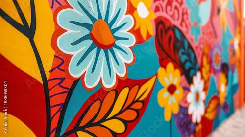 Obraz na płótnie Vibrant mural Hispanic cultural heritage with colorful patterns w salonie
