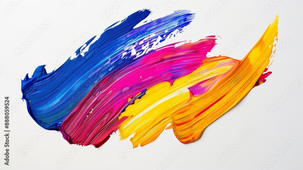 Abstract Blue, Pink and Yellow Paint Stroke. Abstract Blue, Pink and Yellow Paint Stroke.
