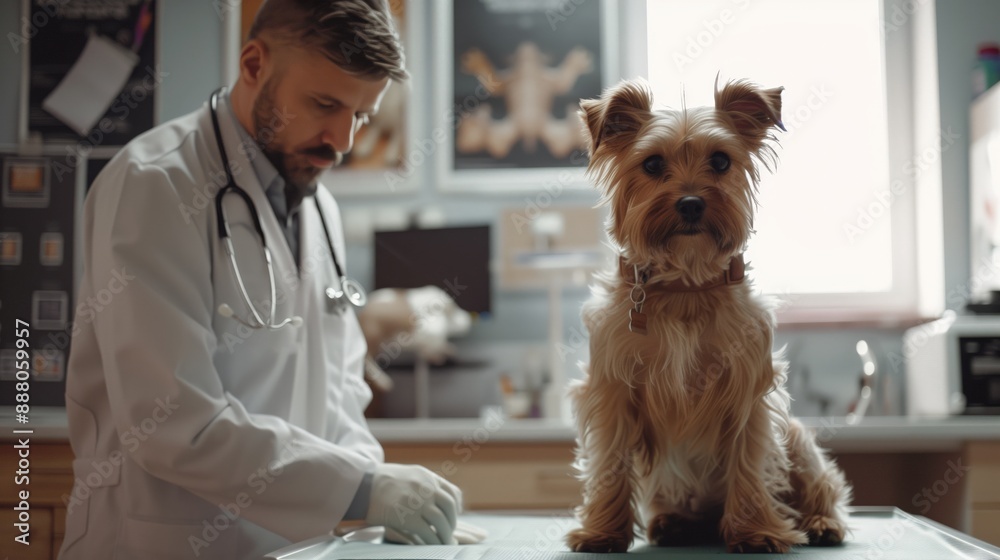 Dog being seen by a veterinarian