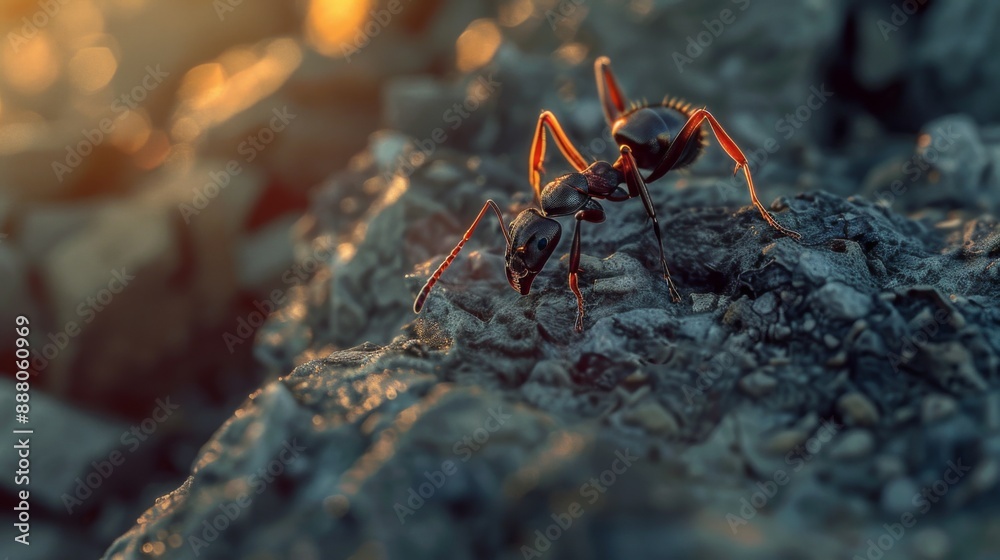 Stunning Macro Insect Photography on Rock at Sunset: Nature's Tiny Wonders Stunning Macro Insect Photography on Rock at Sunset: Nature's Tiny Wonders