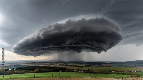 Imposing Storm Clouds Captivating image of a massive storm front sweeping over a rural landscape in south Germany showcasing the dramatic power and beauty of nature's fury Brainstorming Magazine