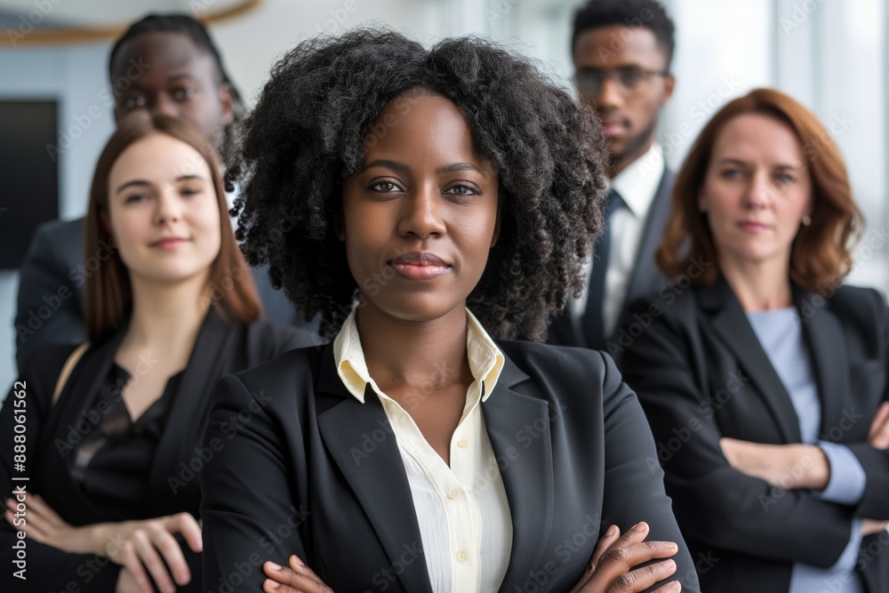 A diverse group of professionals from different backgrounds confidently posing together in an office setting. Womens Equality Day, women on work, women in leadership A diverse group of professionals from different backgrounds confidently posing together in an office setting. Womens Equality Day, women on work, women in leadership
