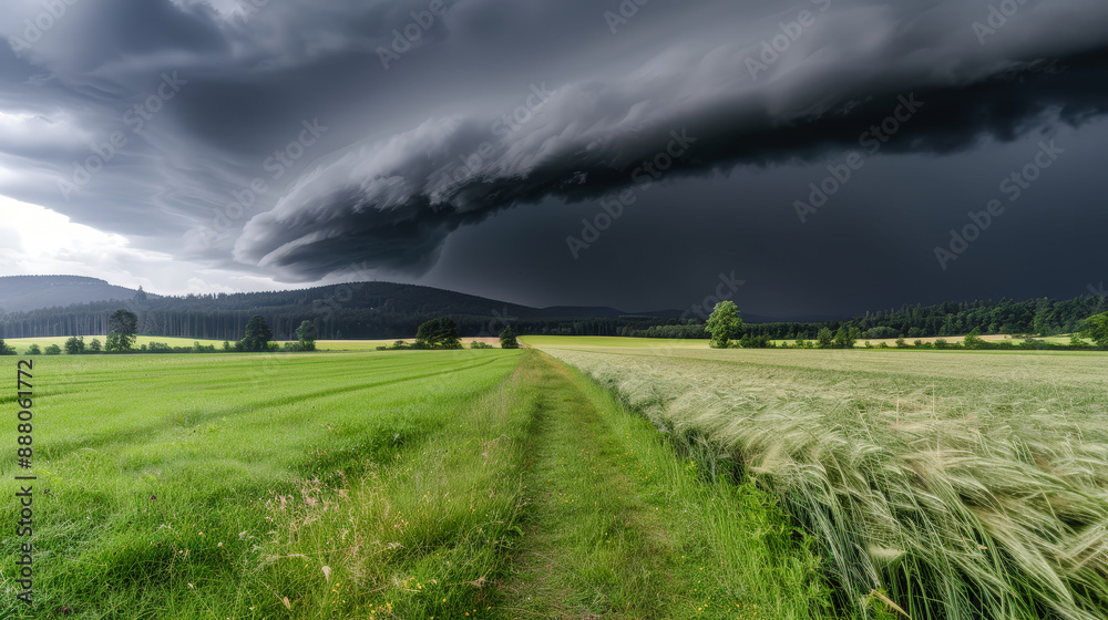 Imposing Storm Clouds Captivating image of a massive storm front sweeping over a rural landscape in south Germany showcasing the dramatic power and beauty of nature's fury Brainstorming Magazine Imposing Storm Clouds Captivating image of a massive storm front sweeping over a rural landscape in south Germany showcasing the dramatic power and beauty of nature's fury Brainstorming Magazine