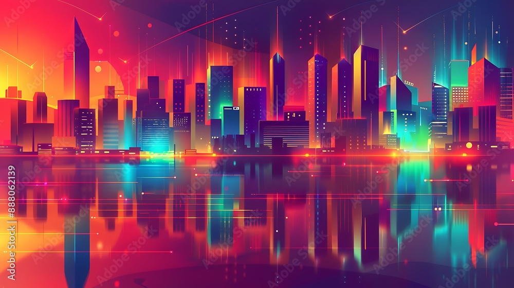Futuristic abstract wallpaper with cityscape with abstract shapes Futuristic abstract wallpaper with cityscape with abstract shapes