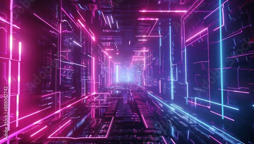 Neon Lights Abstract Tunnel