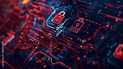 Wallpaper Mural Digital locks and circuit patterns symbolizing cybersecurity on a dark technological background, illustrating the concept of digital security Torontodigital.ca