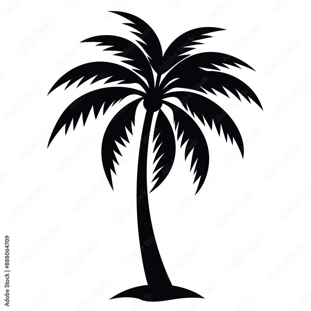 Obraz premium Palm tree silhouette, Vector palm tree