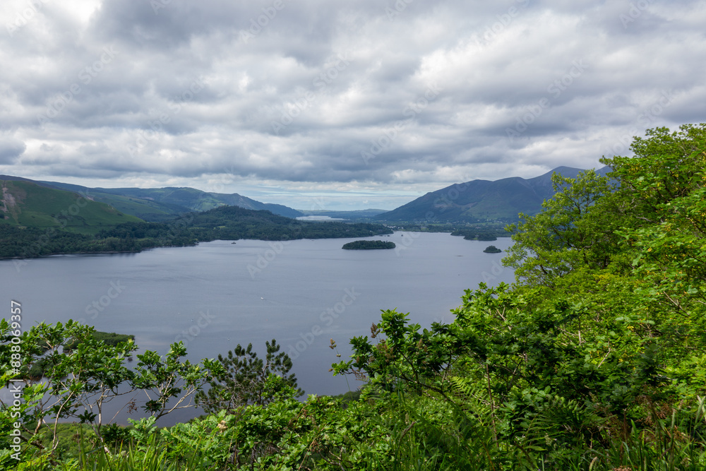 Scenic View of Derwentwater Lake From a Hillside in the Lake District