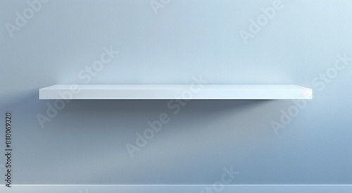 Empty White Shelf Against a Light Blue Wall