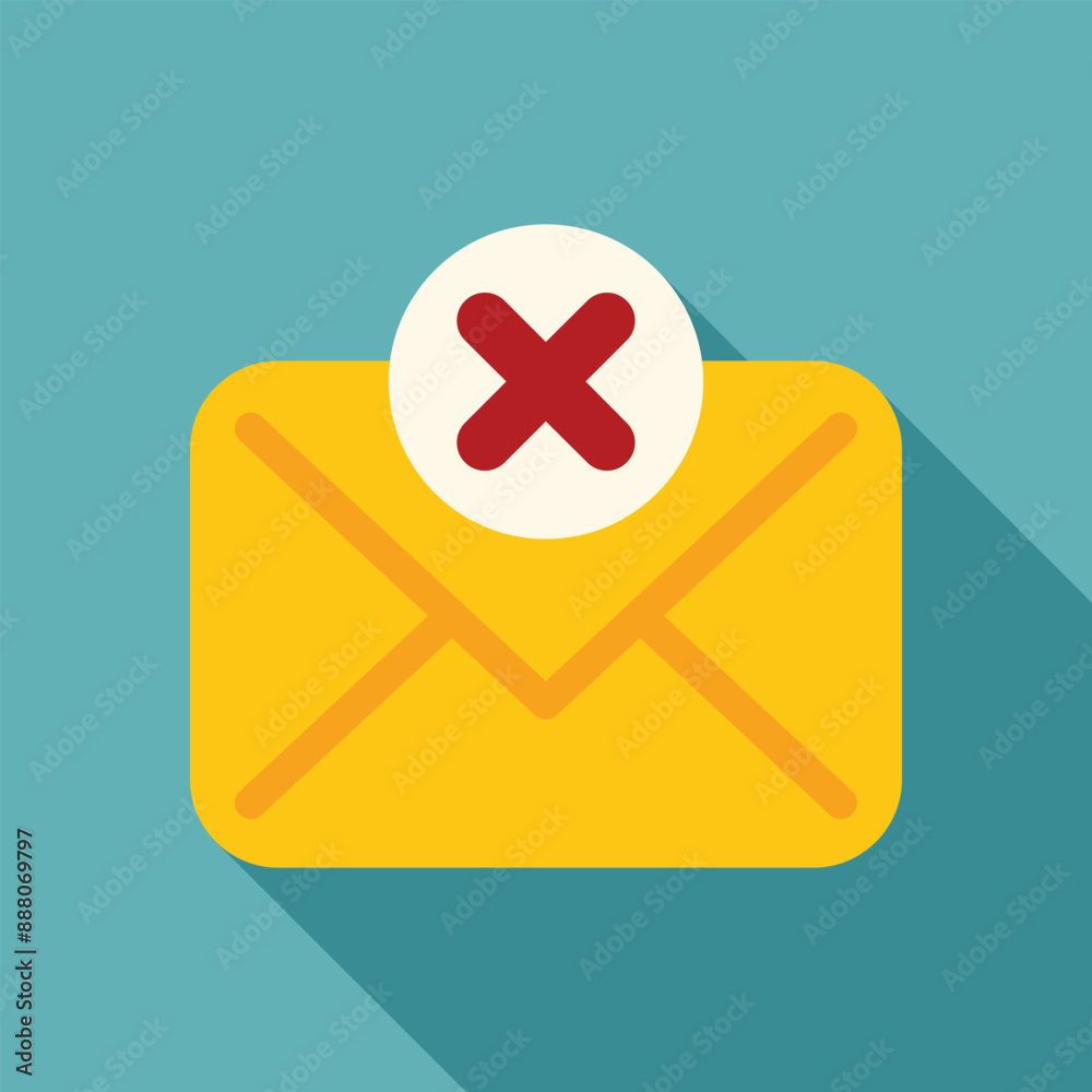 Obraz premium Yellow envelope with a red cross mark, symbolizing an error while sending an email