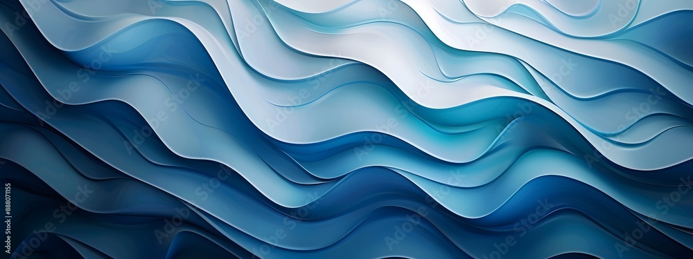 Fototapeta premium Blue background vector presentation design template with wavy pattern, blue color, blue gradient, blue waves