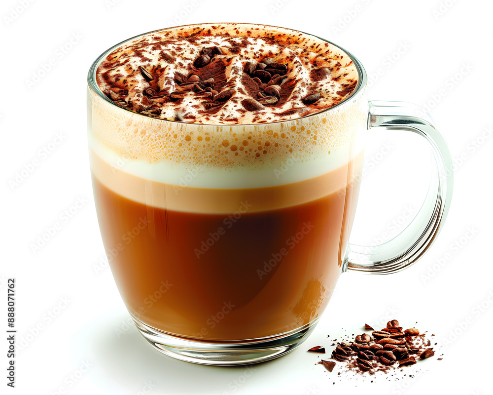 Obraz premium Delicious Cappuccino with Whipped Cream and Cocoa Powder