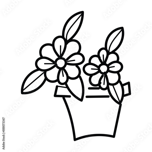 Flower line doodle design for print or use as tattoo design