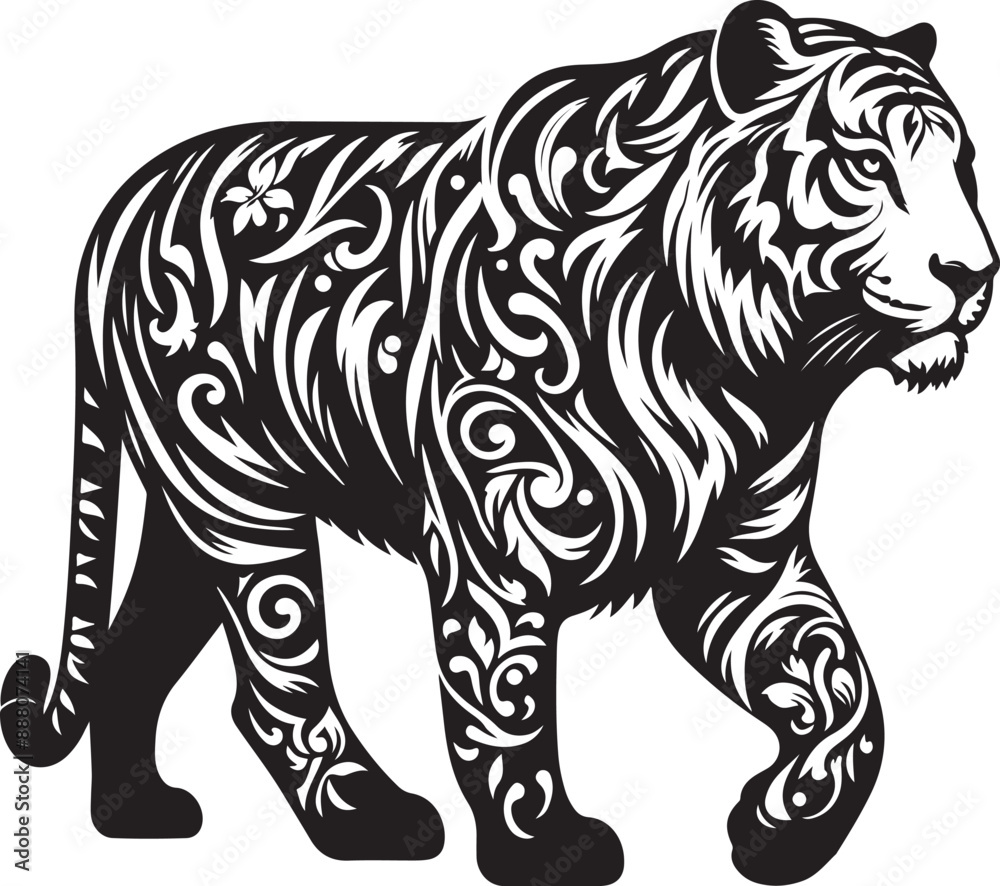 Fototapeta premium Tiger silhouette vector art illustration