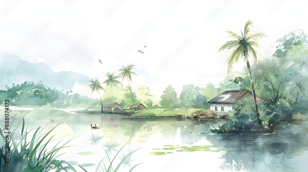 Obraz premium Watercolor landscape of Vietnam