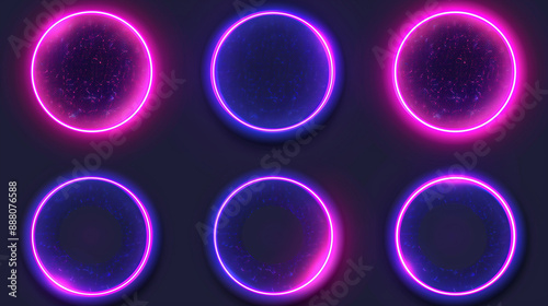 Neon circle technology light effect halftone set 