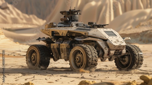 futuristic autonomous armored vehicle military photo