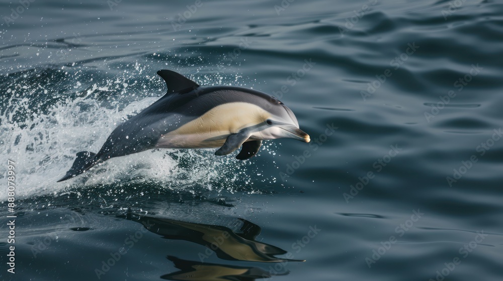 Fototapeta premium Capture the grace of a dolphin leaping out of the water