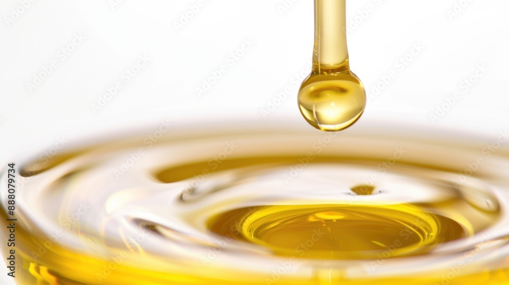 Oily cosmetic liquid or olive oil drips on a white background. Oily cosmetic liquid or olive oil drips on a white background.