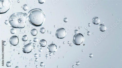 Wallpaper Mural The transparent gel serum drops on a gray background are surrounded by water drops Torontodigital.ca