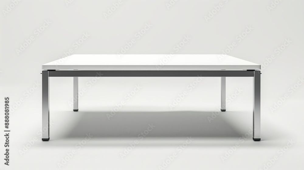 Modern Minimalist Office Desk on White Background with Space for Text Modern Minimalist Office Desk on White Background with Space for Text