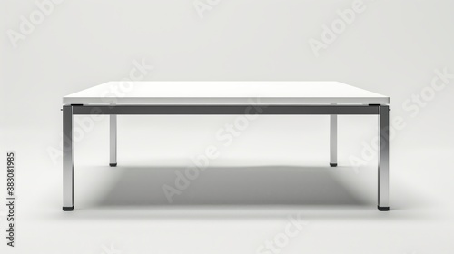 Modern Minimalist Office Desk on White Background with Space for Text