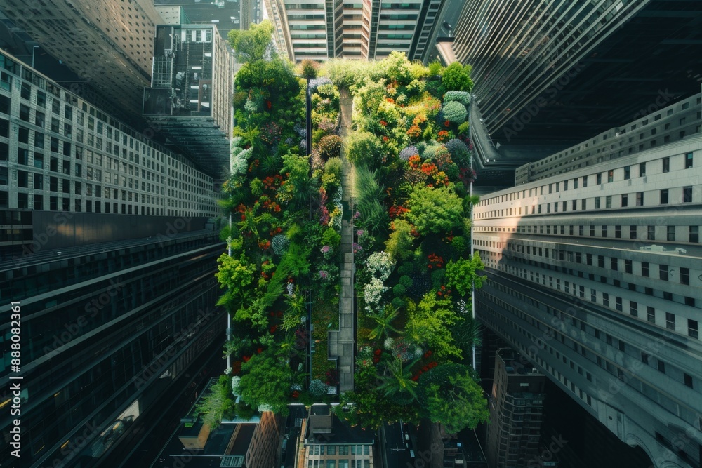 Modern building with green rooftops, top view Modern building with green rooftops, top view