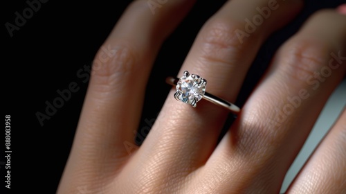 Diamond Engagement Ring on Finger