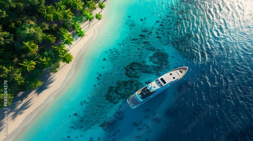 Luxury Yacht Anchored in Tropical Paradise Luxury Yacht Anchored in Tropical Paradise