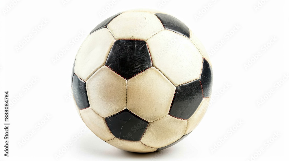 Fototapeta premium Isolated soccer ball and football on white background, clipping path, depth of field with full zoom