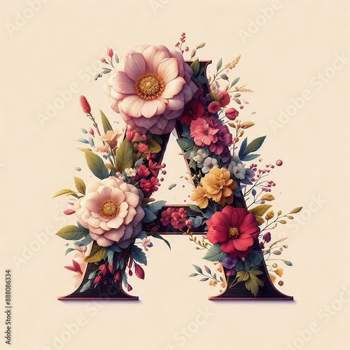 Floral Capital letter Y flower elements flower made of flower View of 3d letter