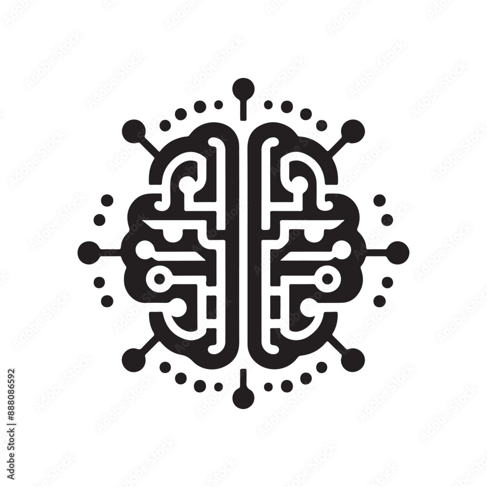smart technology logo design concept, brain tech logo icon design, Brain Concept Icons, Artificial Intelligence, digital brain logo template, brain logo, icon, symbol, Cybernetic brain microchip logo