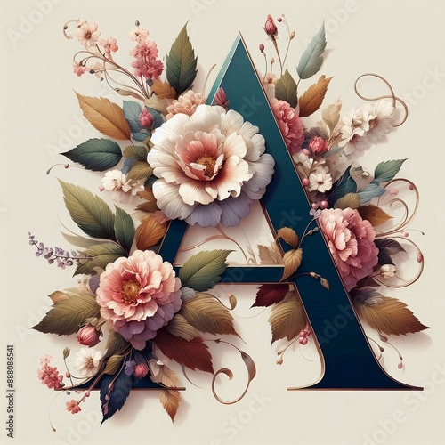 Floral Capital letter Y flower elements flower made of flower View of 3d letter