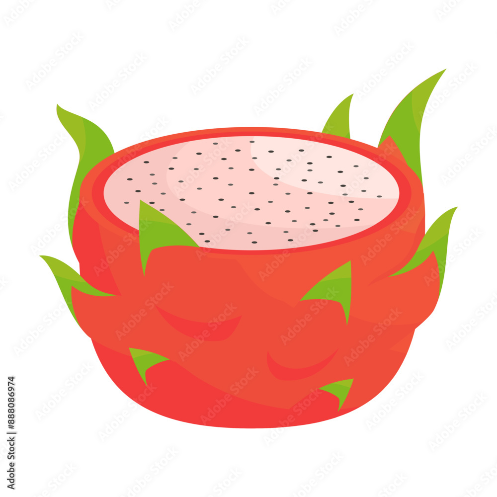 illustration of ripe and sliced dragon fruit illustration of ripe and sliced dragon fruit