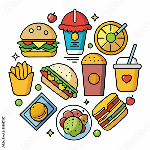 food and drink icons logo vector