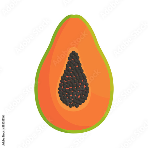 Ripe papaya fruit and sliced