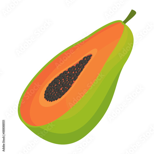 Ripe papaya fruit and sliced