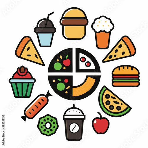 food and drink icons logo vector