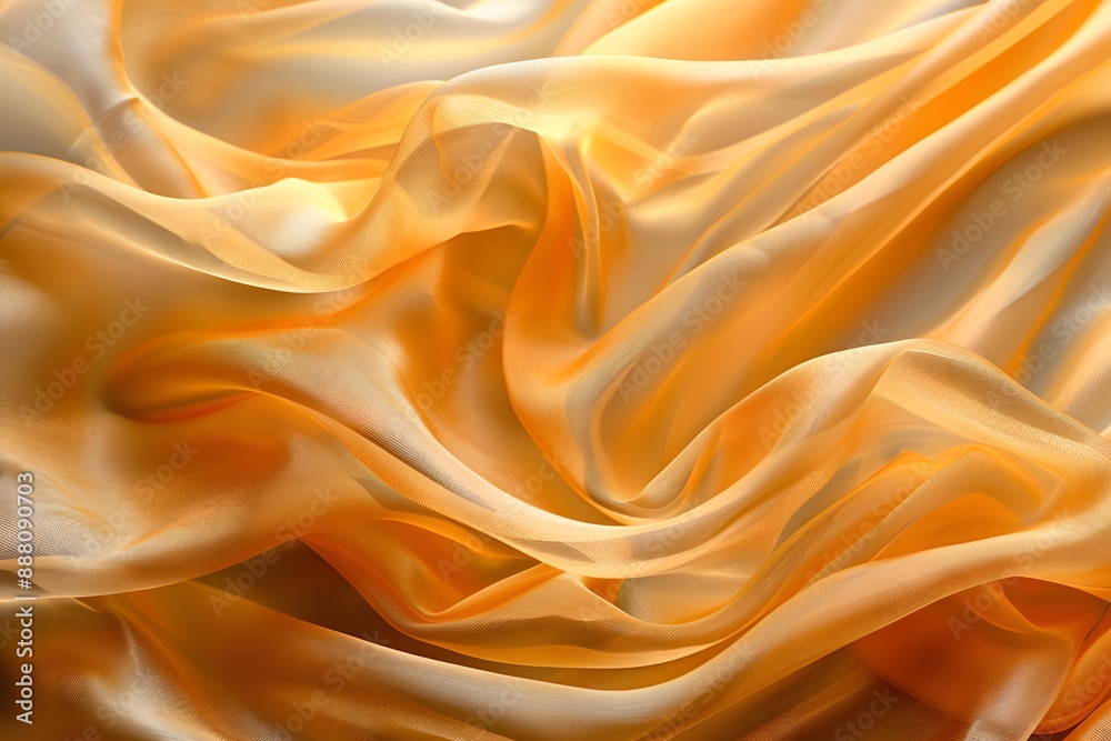 Luxurious Golden Silk Fabric with Elegant Folds Luxurious Golden Silk Fabric with Elegant Folds