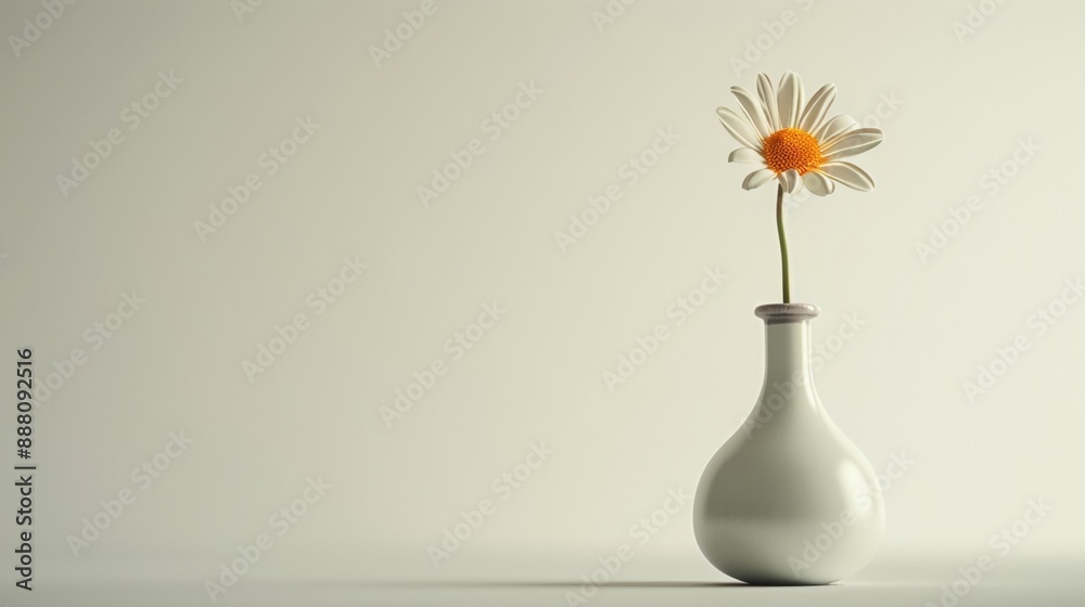 A white vase with a single white flower in it A white vase with a single white flower in it