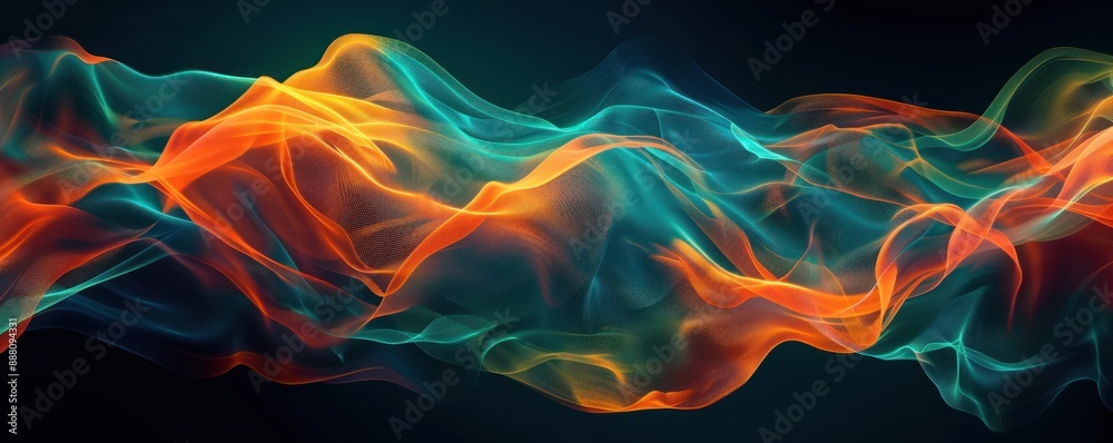 Abstract Wavy Luminous Threads of Teal and Orange Abstract Wavy Luminous Threads of Teal and Orange