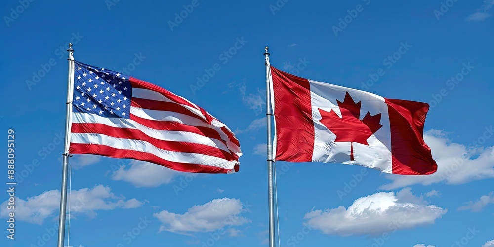 Canada and American flags Canada and American flags
