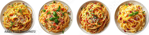 Panel kuchenny z motywem Spaghetti pasta on transparent background, Classic Tomato Spaghetti, Spaghetti pasta carbonara isolated from the background.