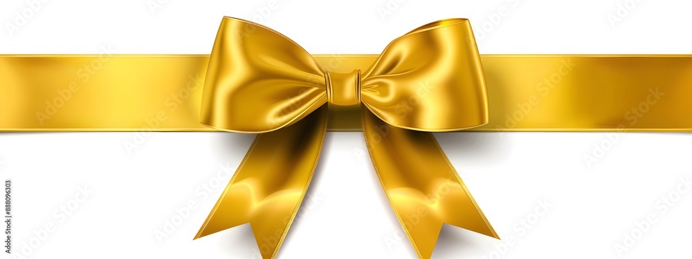 Golden ribbon with bow on white background isolated Golden ribbon with bow on white background isolated