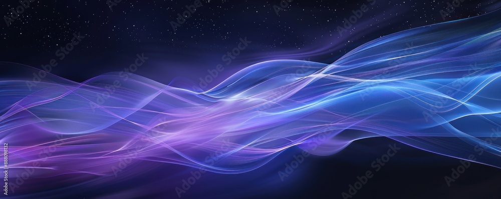 Obraz premium Glowing purple and blue translucent waves against a starry night sky