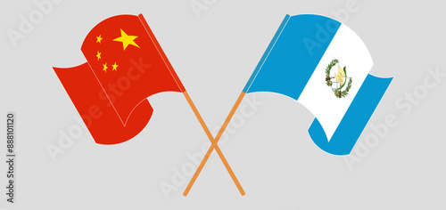 Crossed and waving flags of China and Republic of Guatemala