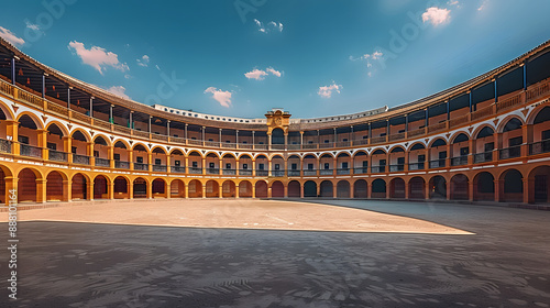 empty traditional spanish bullring arena for bullfighting performances architectural exterior