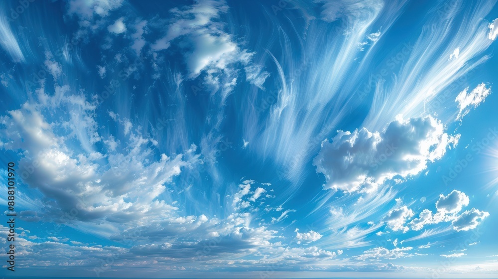 Majestic sky with high altitude cirrus clouds creating unique patterns, highlighting the artistic and ever-changing nature of the sky Majestic sky with high altitude cirrus clouds creating unique patterns, highlighting the artistic and ever-changing nature of the sky