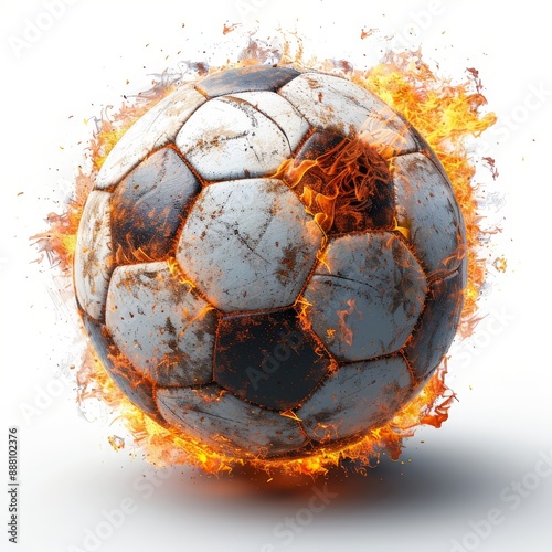 Wallpaper Mural Soccer ball flying on fire on a white background Torontodigital.ca