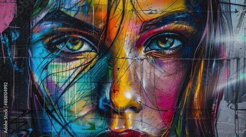 Capture the vibrant colors of street art on a city wall